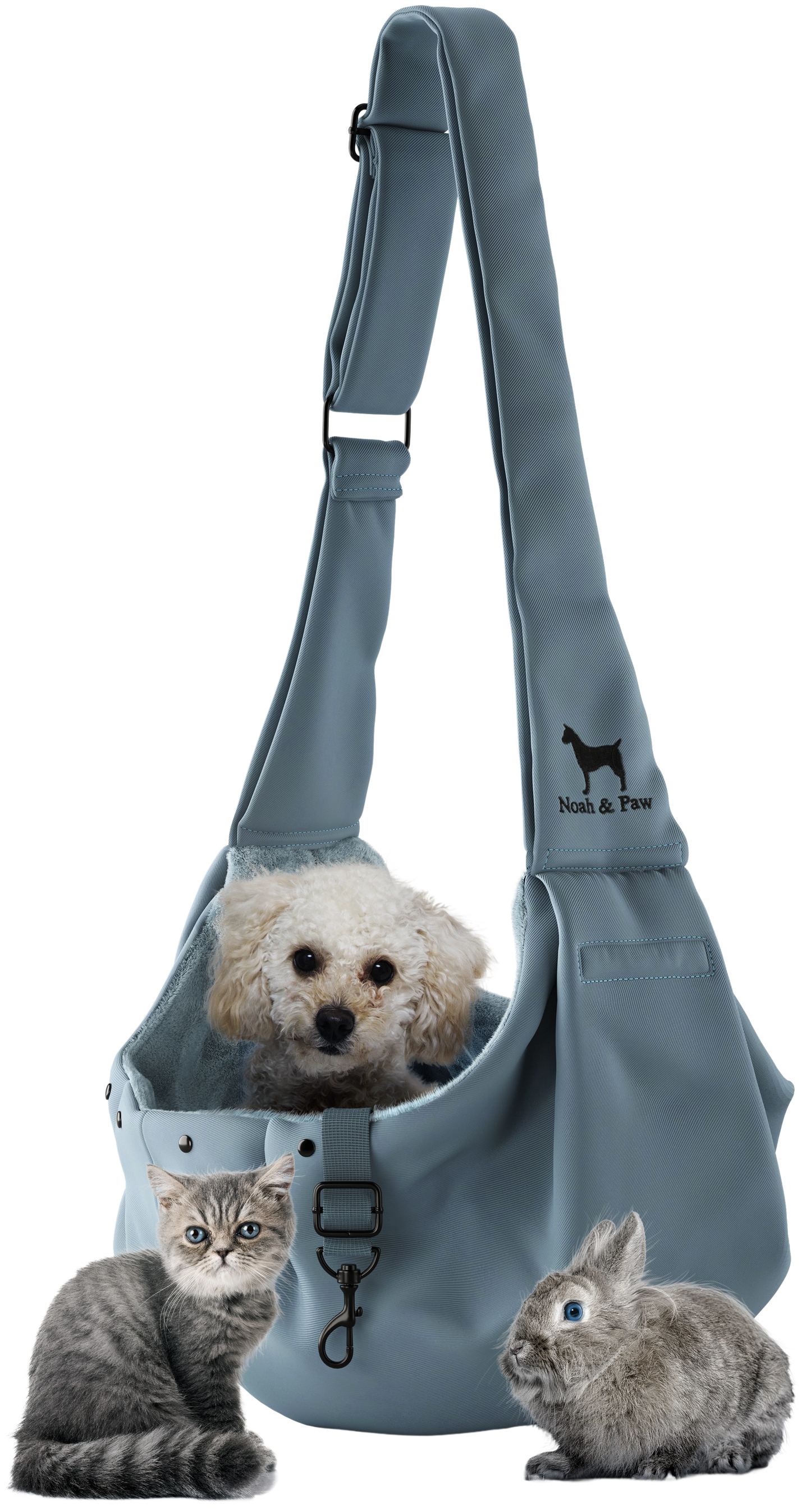 Noah & Paw - Premium-Twill-Haustiertragetasche, Schnappverschluss, Schwarz