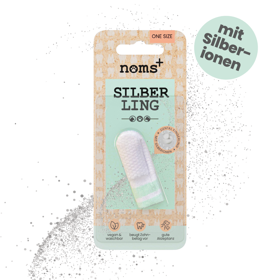 Noms+ - Silberling - Antibakterieller Zahnpflege-Fingerling für Hunde