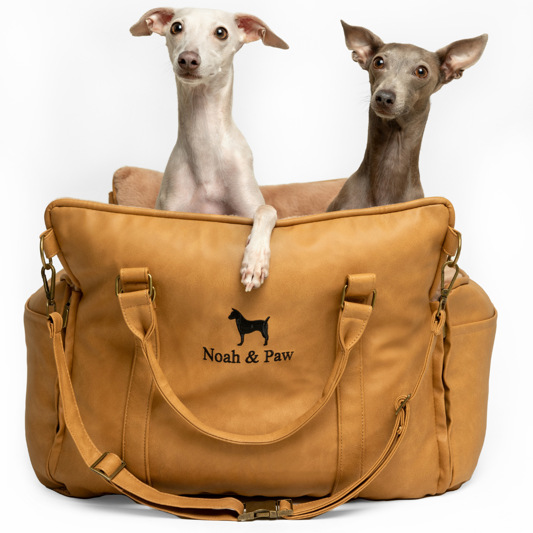 Noah & Paw - Hundesitzträger Orthopädischer Zerkleinerter Schaum, Kamel, Veganes Leder