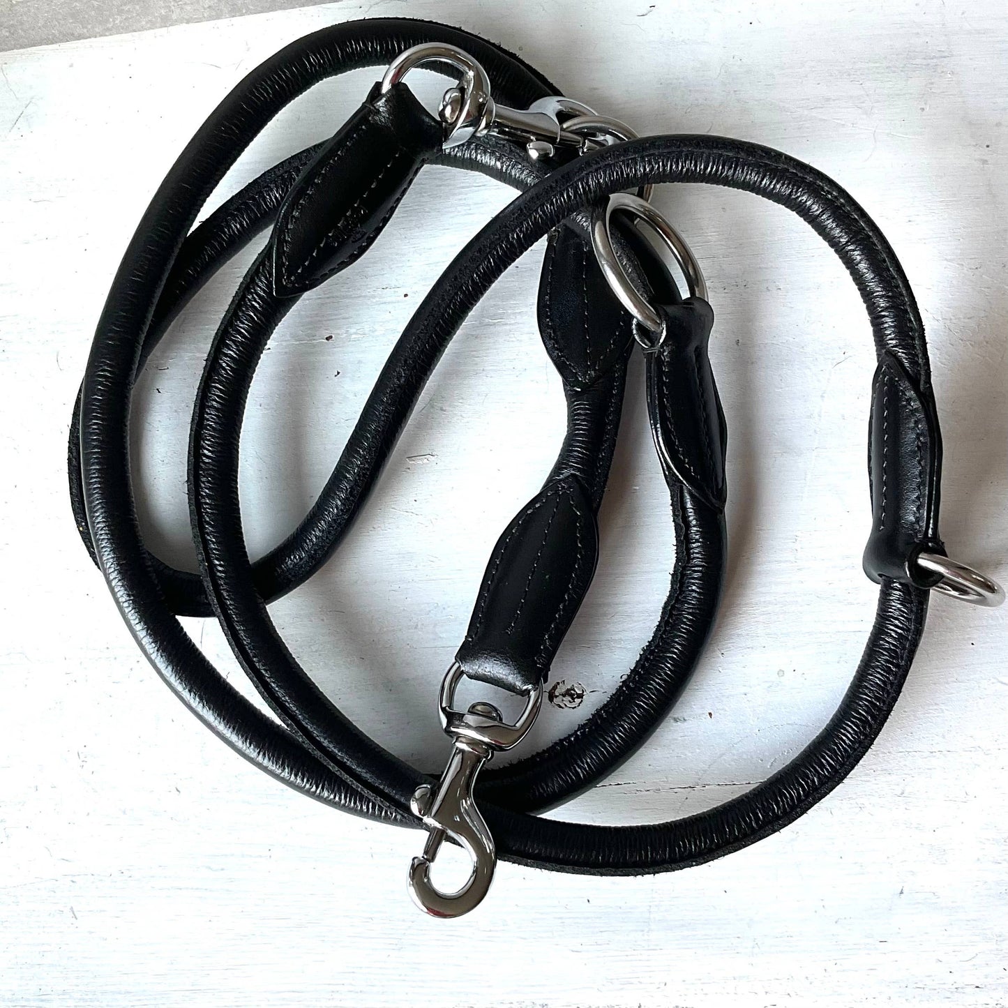 Kay-Line - Leder - Leine rundgenäht - SCHWARZ , 200 cm