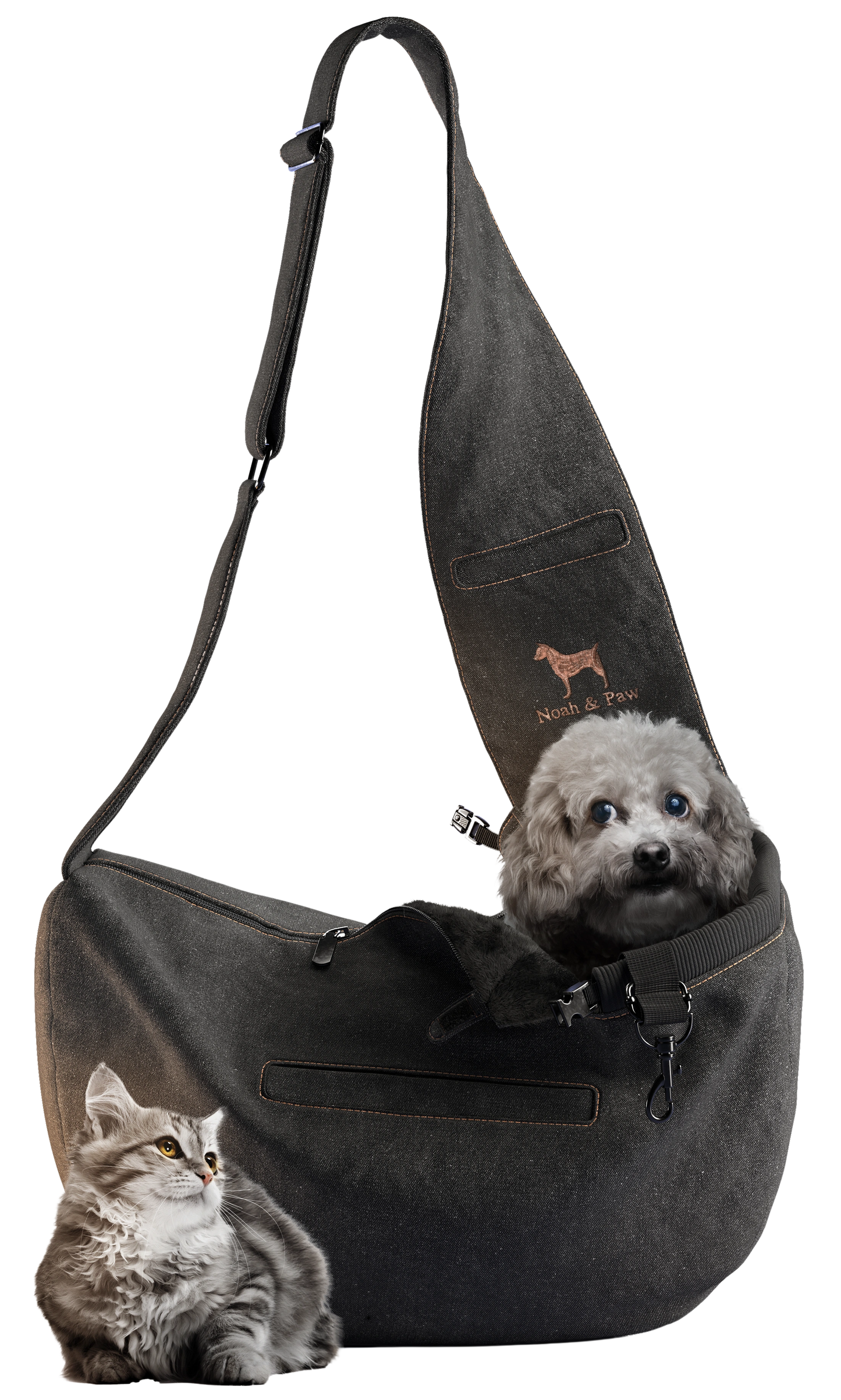 Noah & Paw - Premium Denim Haustier-Tragetasche mit 3-facher Sicherheit