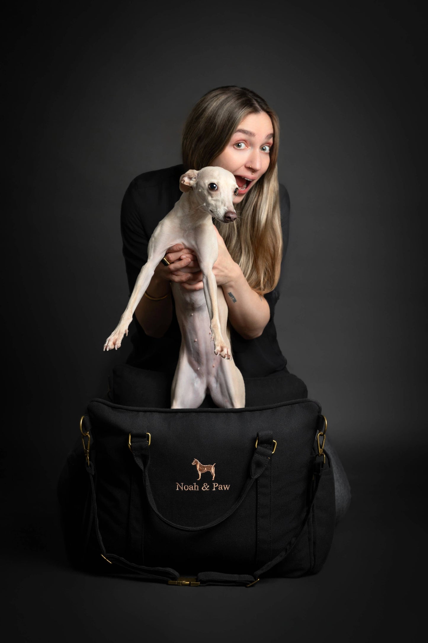 Noah & Paw - Hundesitzträger Orthopädischer Zerkleinerter Schaum, Anthrazit, Leinwand