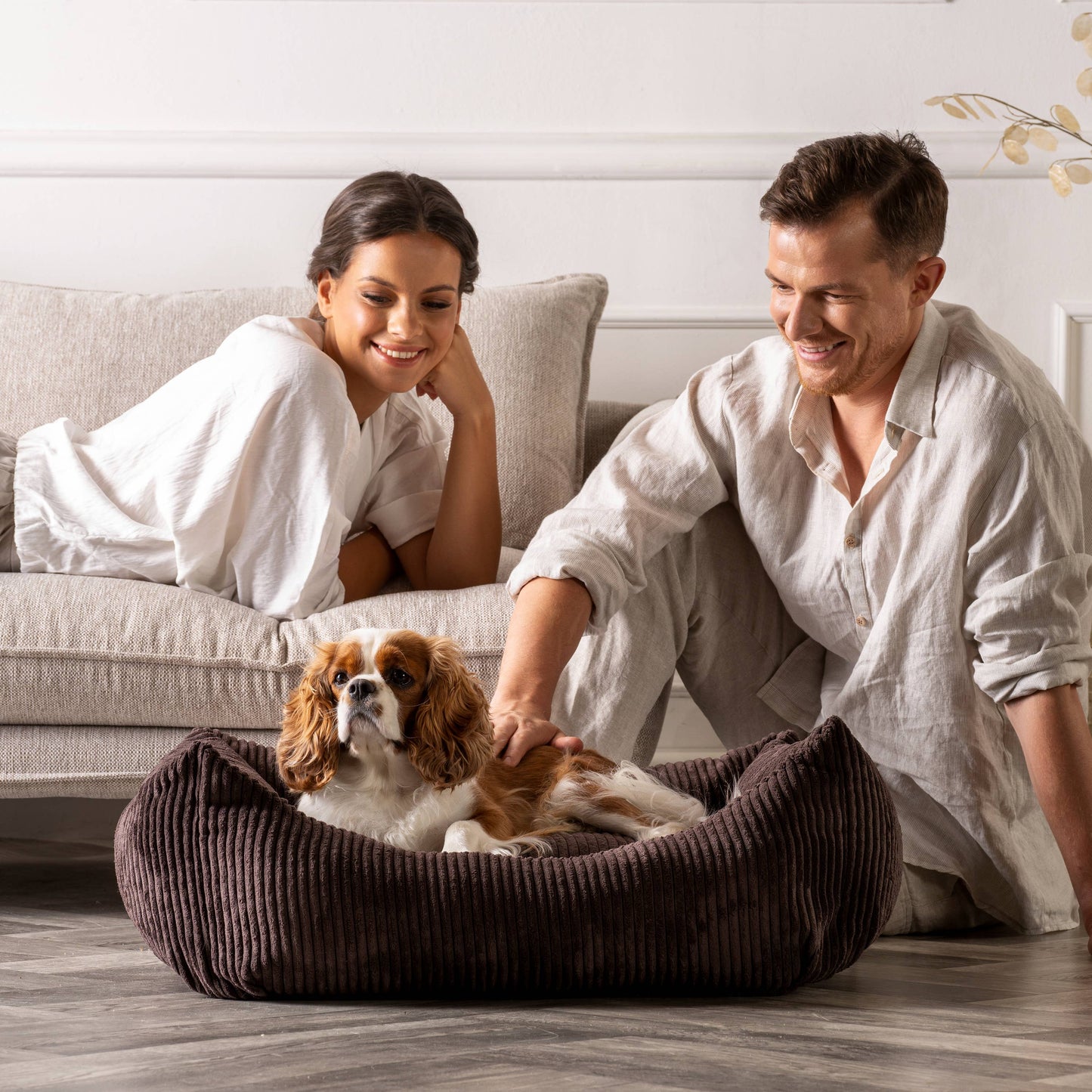 Mocadu - Orthopädisches Hundebett Cord - Hundekissen | Lichtgrau