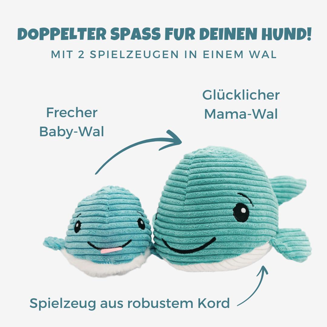 Gruni - Nachhaltiges 2-in-1 Hundespielzeug - Wal "Moby"