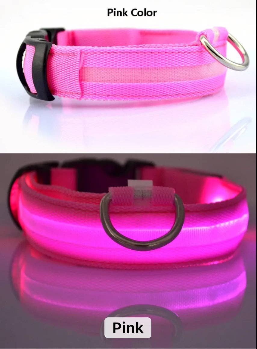 Puppies & Pom Poms - Hundehalsband mit LED-Licht, Rosa