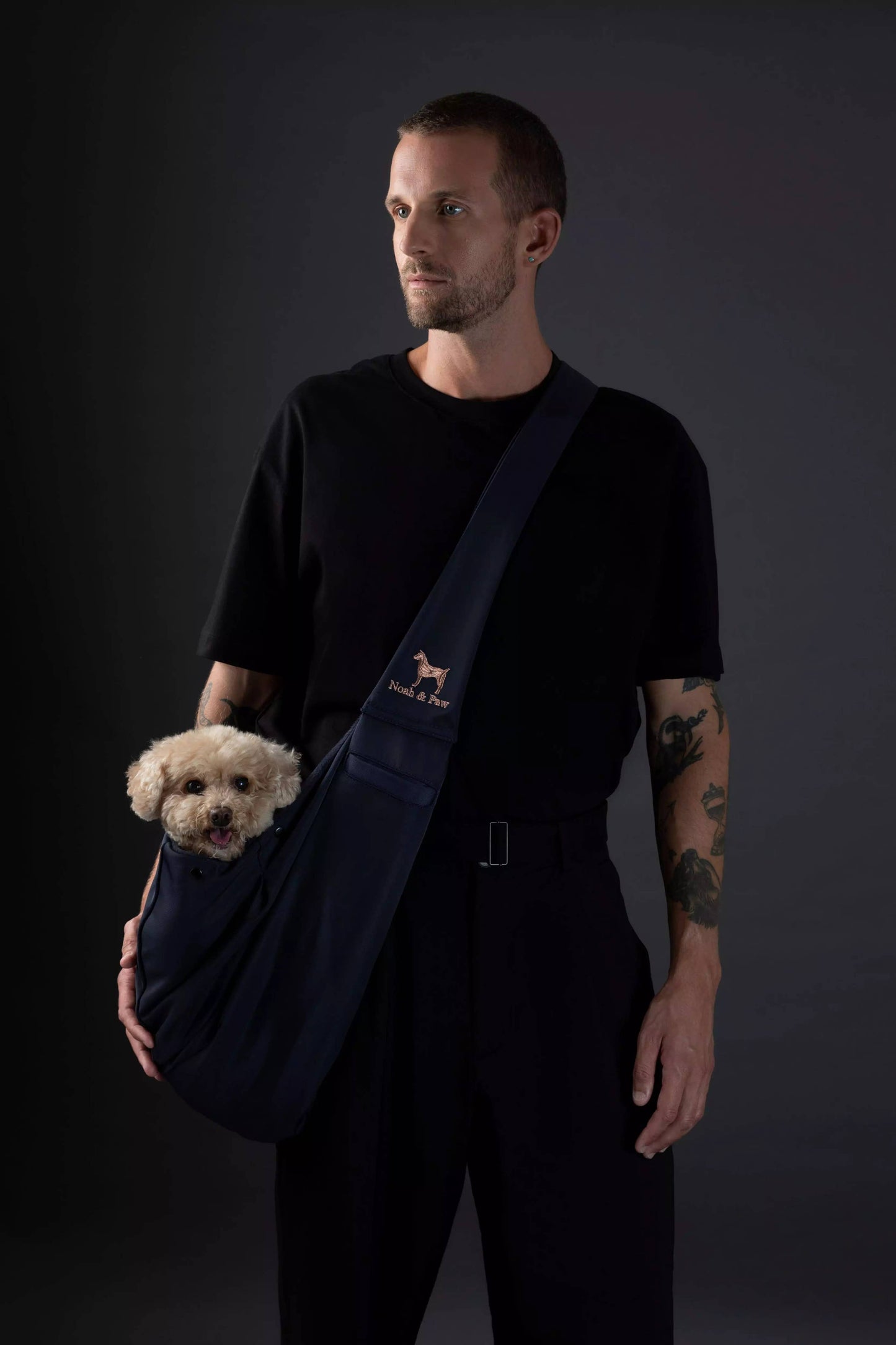 Noah & Paw - Premium-Twill-Haustiertragetasche, Schnappverschluss, Schwarz