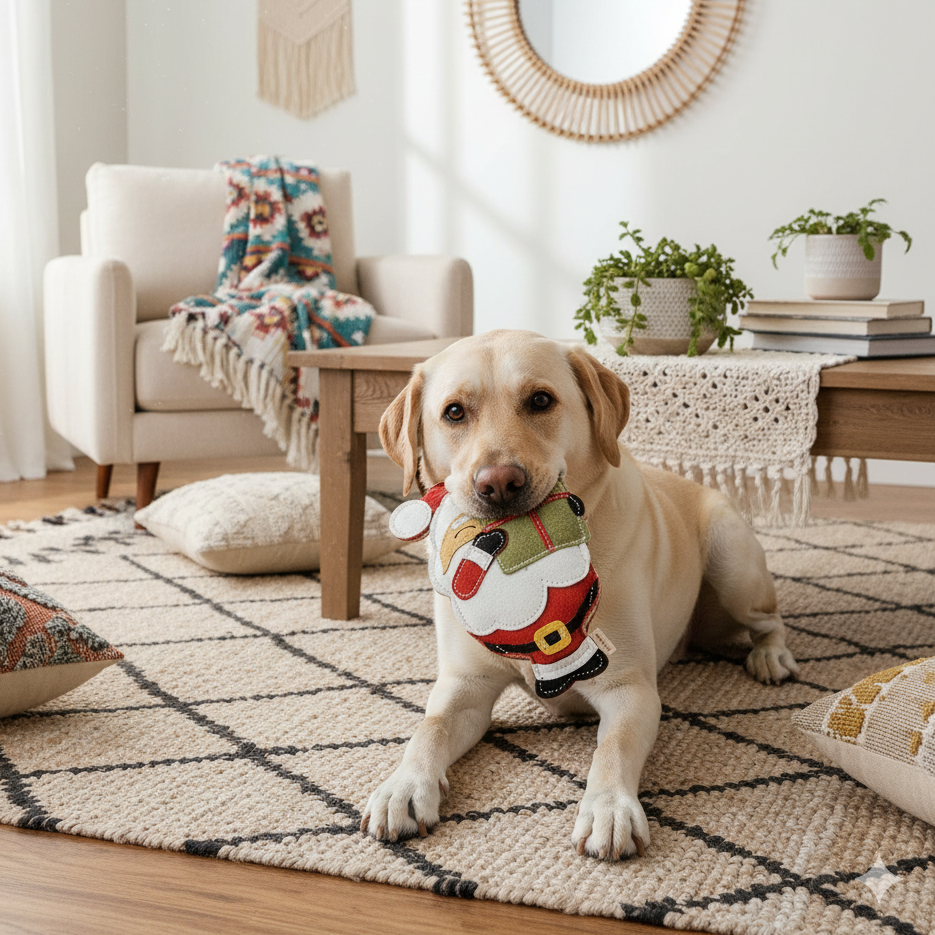 BUDDY - Hundespielzeug aus Leder zu Weihnachten "Santa"