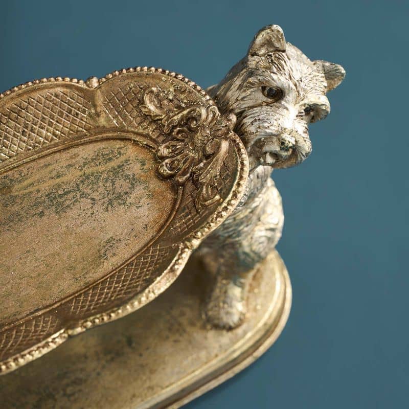 Werns - Kartenhalter Hunde, Gold Polyresin, 22 x 8,5x17cm
