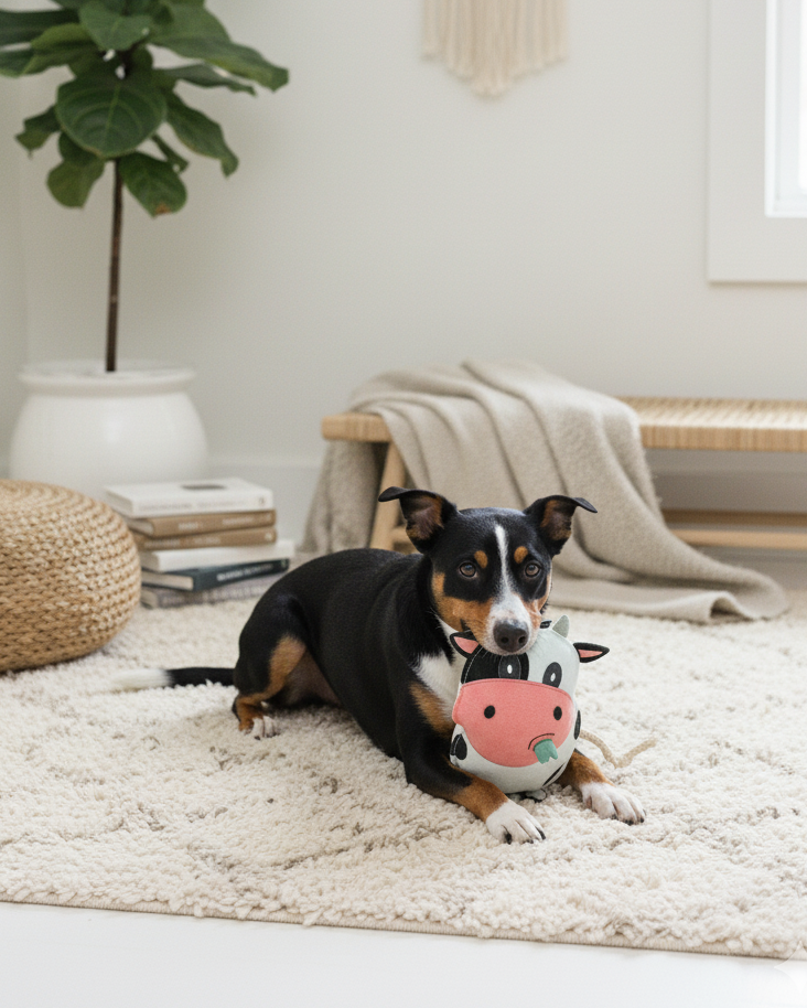 BUDDY - Hundespielzeug aus Leder "Kuh"