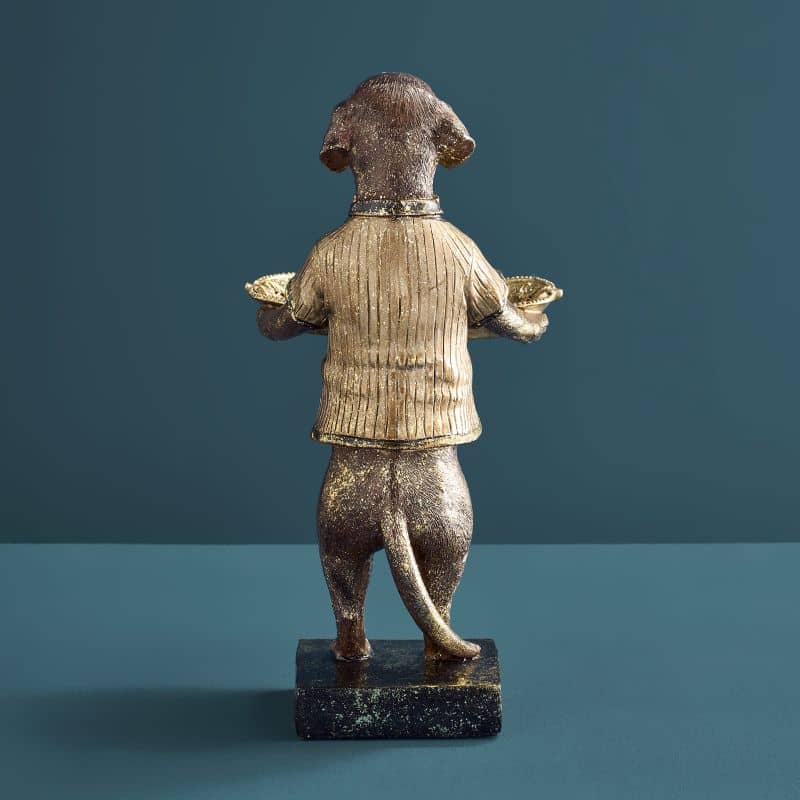 Werns - Kartenhalter Hund, Braun/Gold Polyresin, 14 x 15 x 28 cm