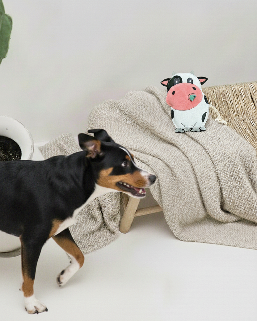 BUDDY - Hundespielzeug aus Leder "Kuh"