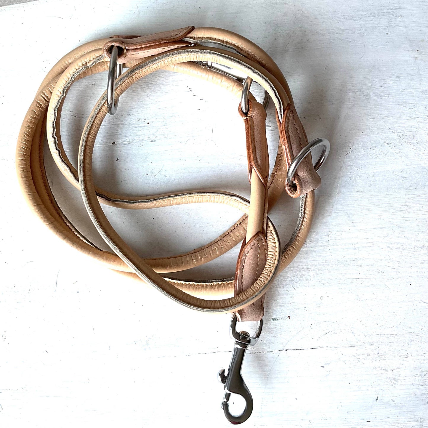 Kay-Line - Leder-Leine rundgenäht - BEIGE NATUR , 200 cm  