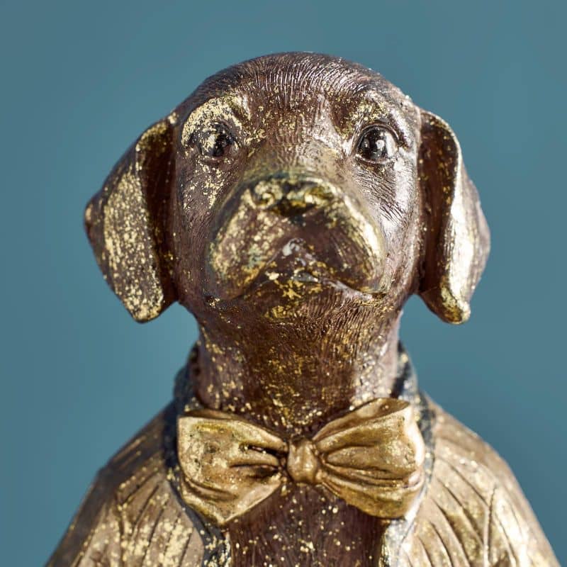Werns - Kartenhalter Hund, Braun/Gold Polyresin, 14 x 15 x 28 cm