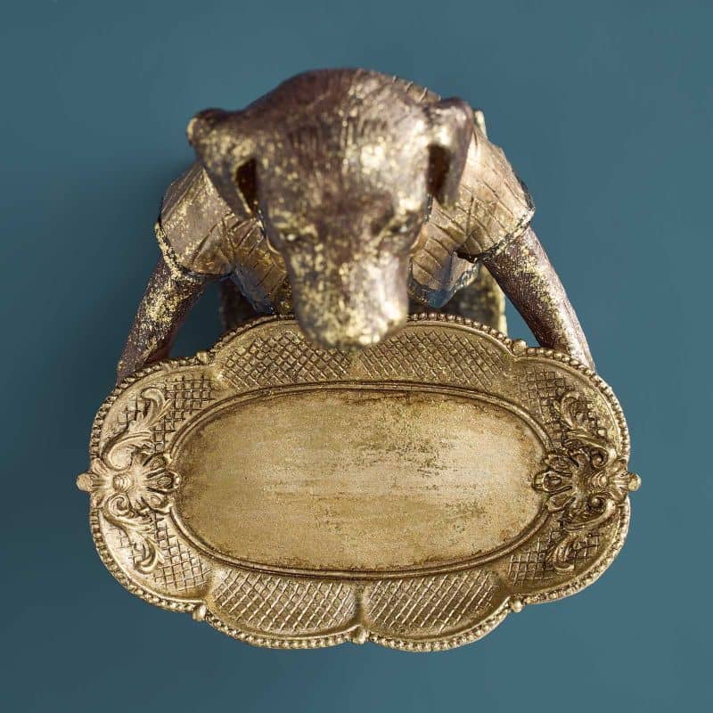 Werns - Kartenhalter Hund, Braun/Gold Polyresin, 14 x 15 x 28 cm
