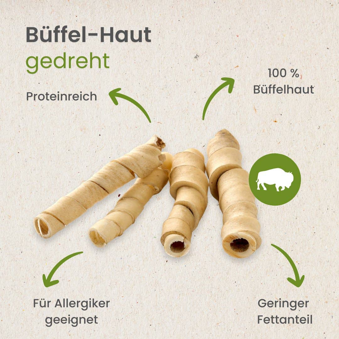 Kauartikel.com - Büffel-Haut, gedreht - 250g