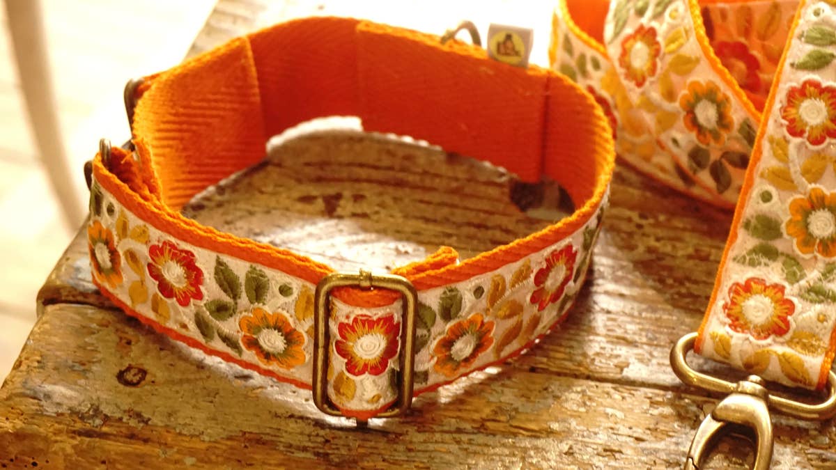 Hundsfutter - „Summertime“ Halsband- und Leinen-Set mit Blumendesign
