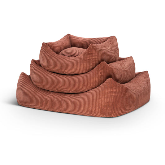 Mocadu - Orthopädisches Hundebett Cord - Hundekissen | Lachsrot