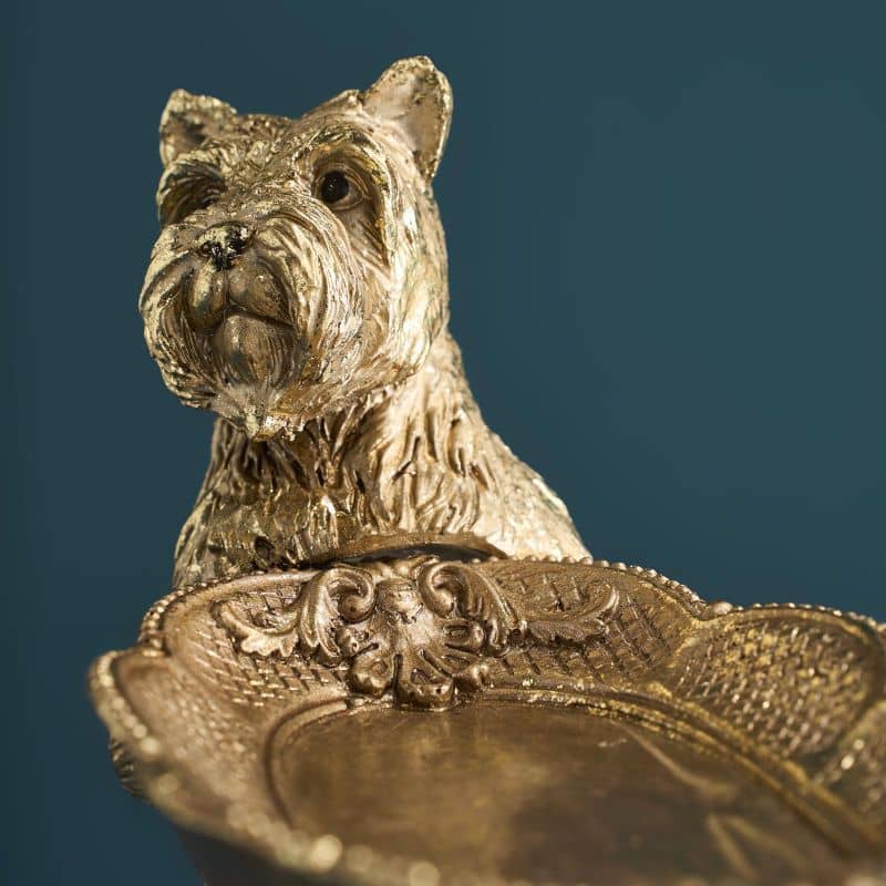 Werns - Kartenhalter Hunde, Gold Polyresin, 22 x 8,5x17cm
