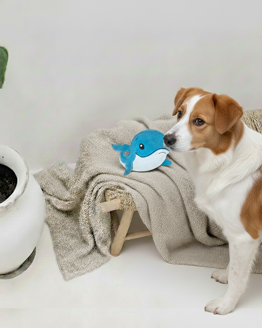 BUDDY - Hundespielzeug aus Leder "Wal"