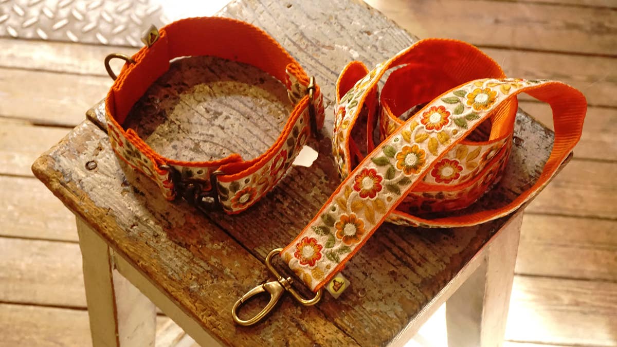 Hundsfutter - „Summertime“ Halsband- und Leinen-Set mit Blumendesign