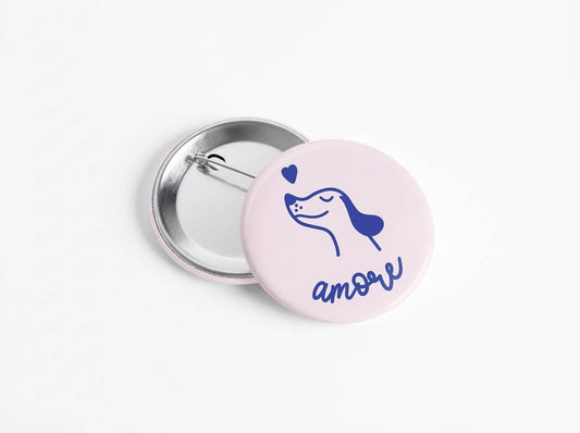 Tante Tia - Button "Amore" - mit Nadel-Verschluss, Gr. 31mm