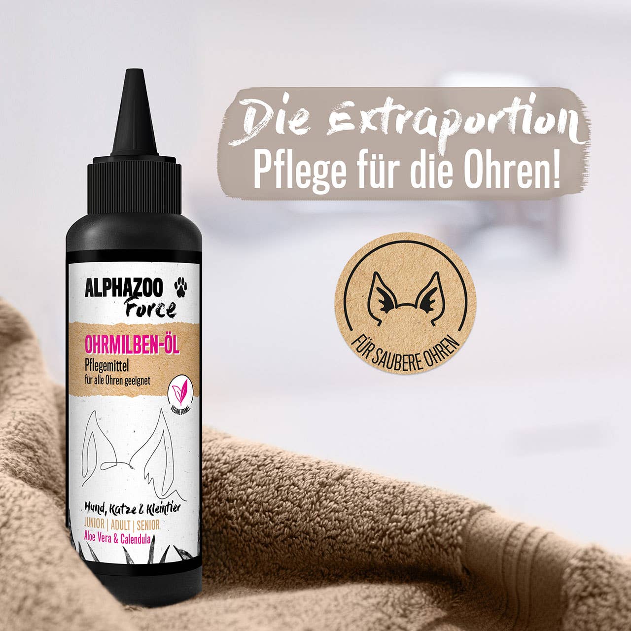 Alphazoo - Ohrmilbenöl SanftPlus, Gegen Ohrmilben für Hunde & Katzen