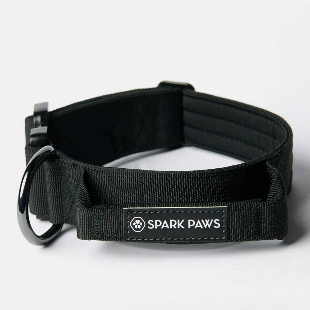 Spark Paws - Taktisches Hundehalsband - Schwarz (1,5 Zoll/4 cm)