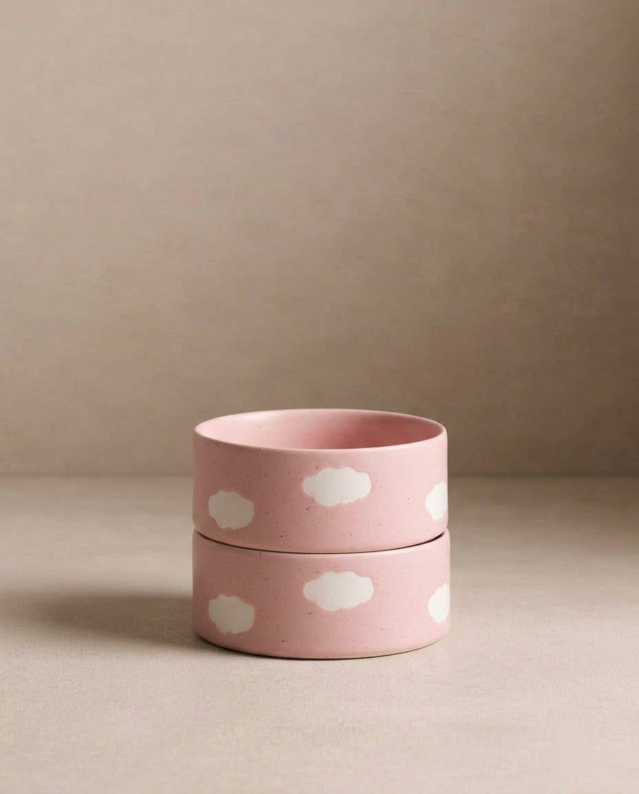 Egg Back Home - Pink Cloud Napf aus Steinzeug, 14 cm, 2-teiliges Set