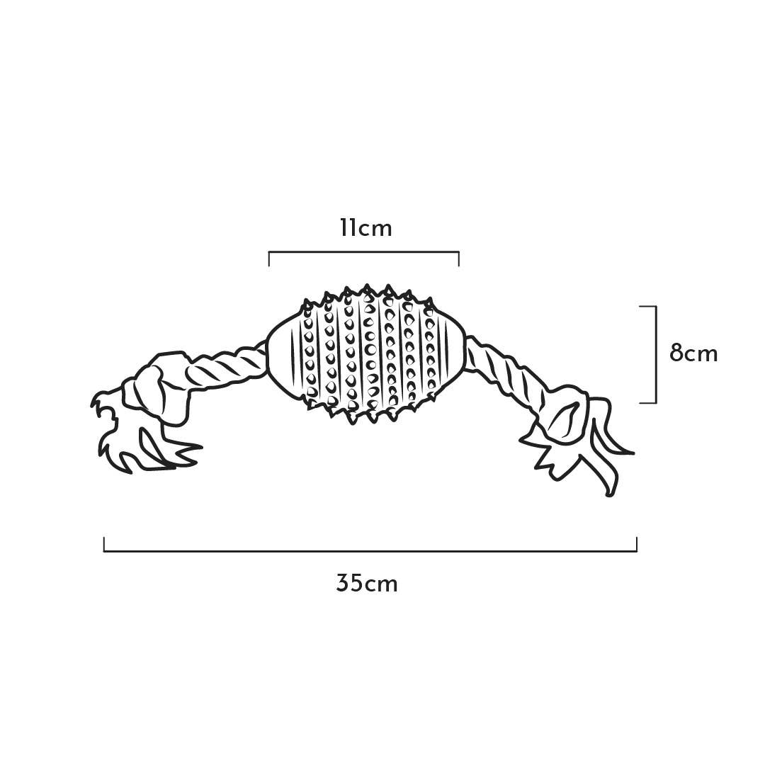 retorn - Rub Rugby Hundespielzeug mit Seil - Größe M