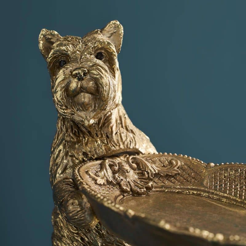 Werns - Kartenhalter Hunde, Gold Polyresin, 22 x 8,5x17cm