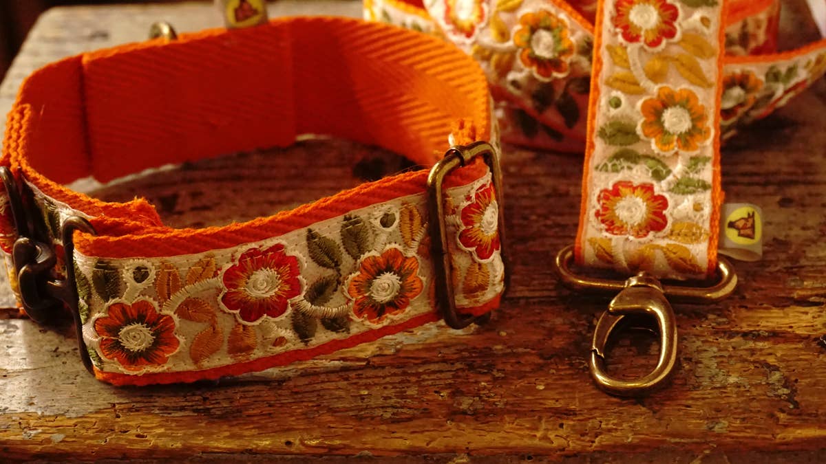 Hundsfutter - „Summertime“ Halsband- und Leinen-Set mit Blumendesign