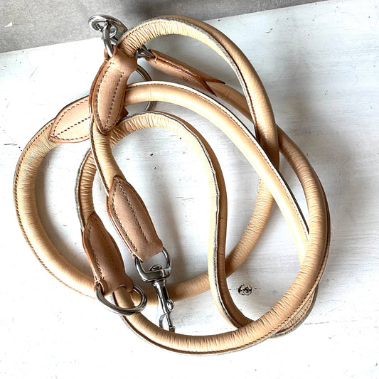 Kay-Line - Leder-Leine rundgenäht - BEIGE NATUR , 200 cm  