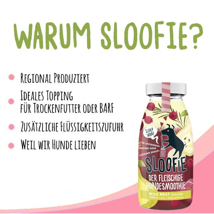Sloofie - Wild Meat - Reh, Hundesmoothie, Topping, flüssiger Snack