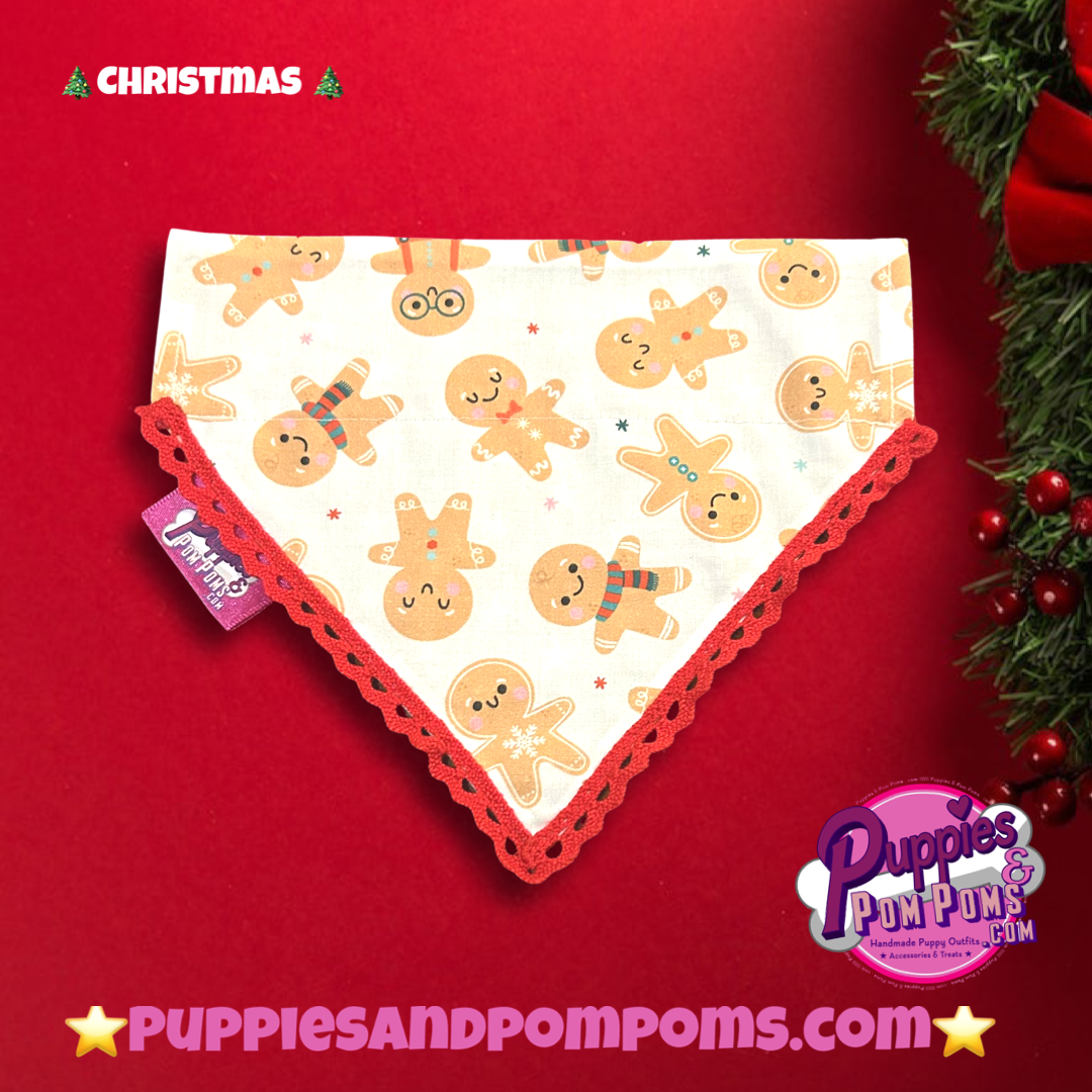 Puppies  & Pom Poms - Christmas Gingerbread-Bandana