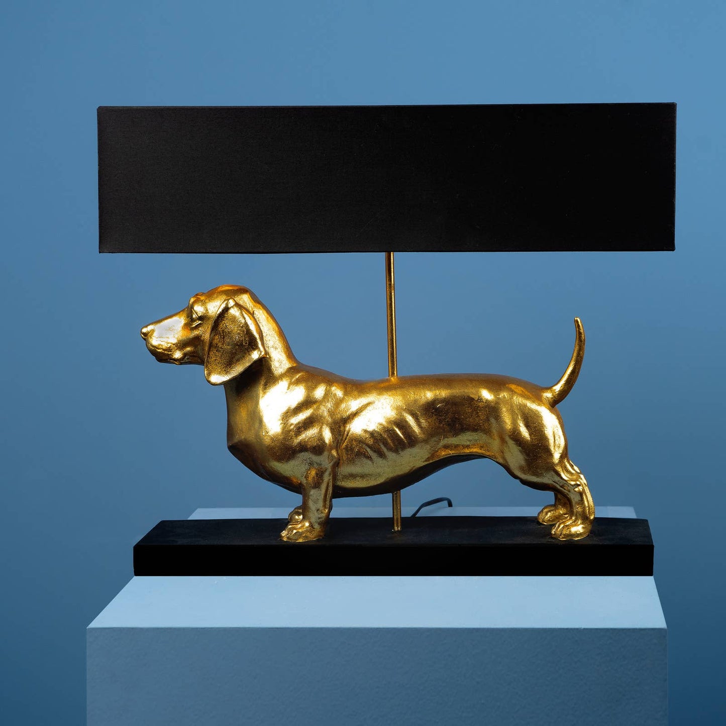 Werns - Dackel Tischleuchte Vienna Schwarz/Gold, Poly, 60 x 14 x 48