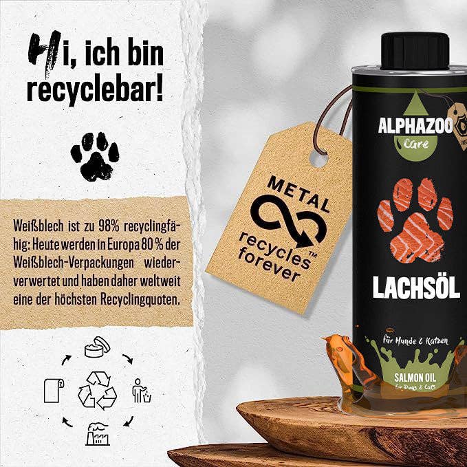 Alphazoo - Premium Lachsöl, Omega-3 Fischöl für Hunde & Katzen