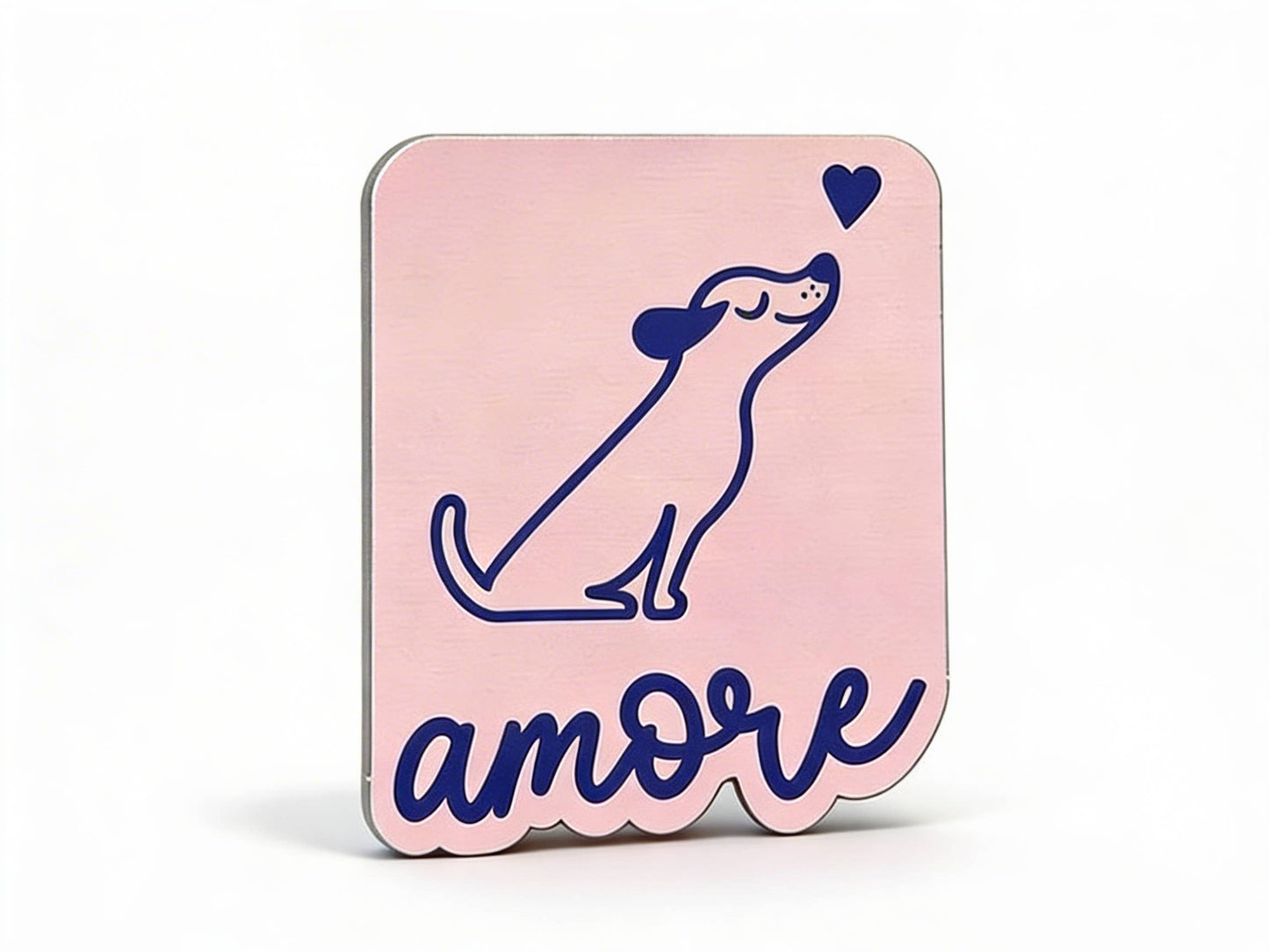 Tante Tia - Magnet AMORE-Hund aus Holz – Kühlschrankmagnet
