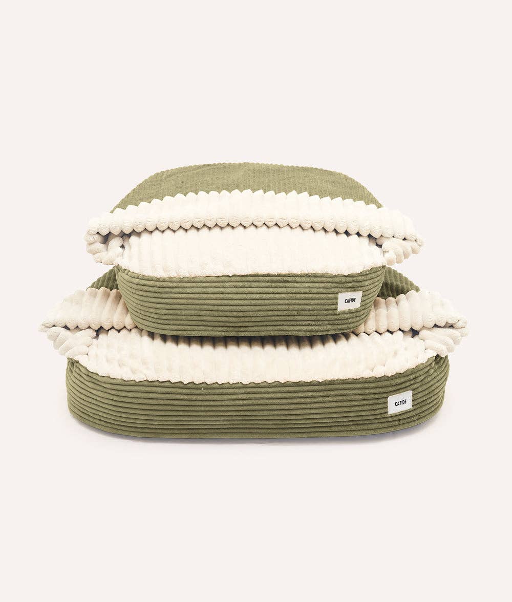 Cafide - Hundebett mit Kapuze aus grünem Cord, Maso