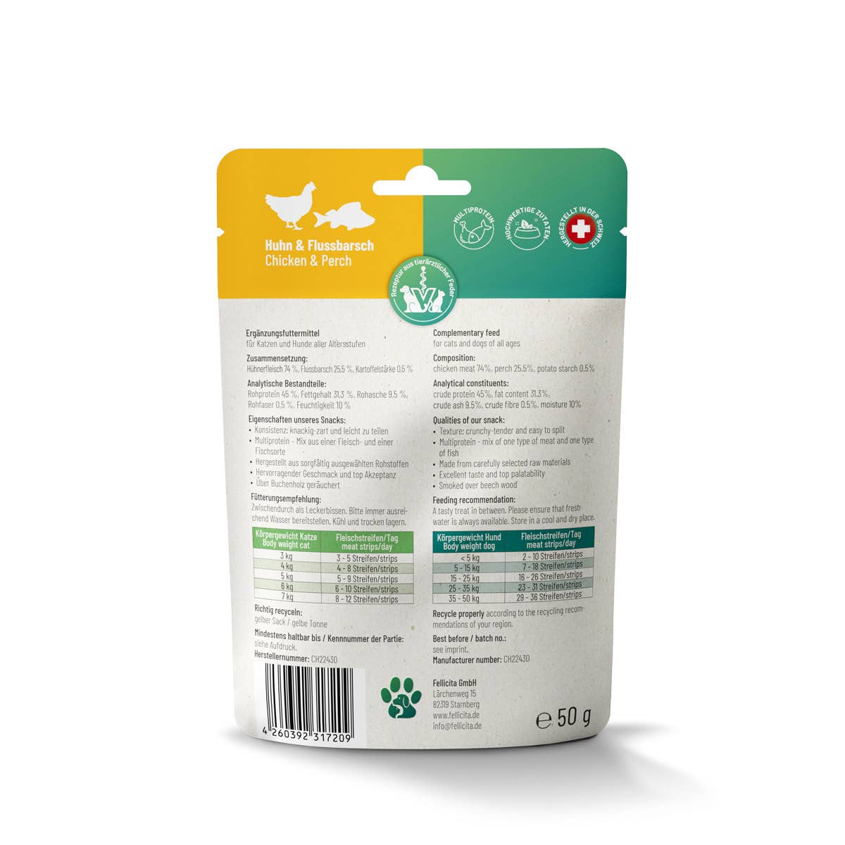 Fellicita - Katze Fellonis Fleischstreifen Huhn & Barsch 50g