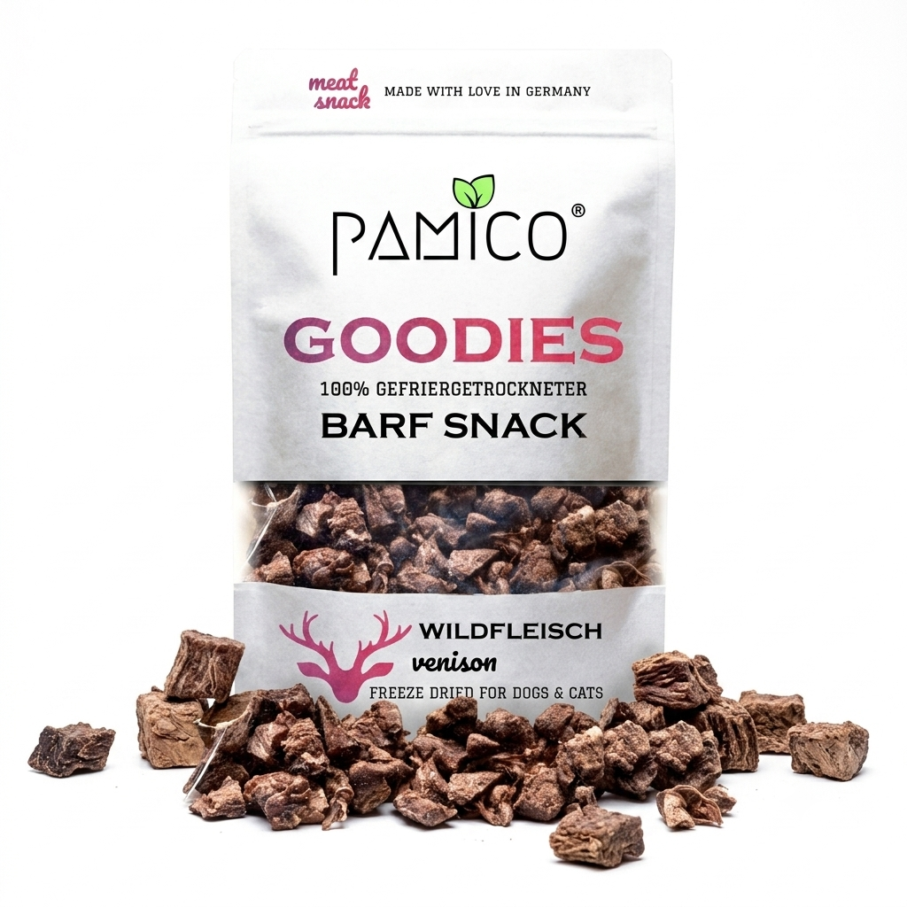 Pamico - Gefriergetrocknetes Wildfleisch Goodies für Hunde & Katzen – Natürlicher Snack reich an Eisen & Vitamin B