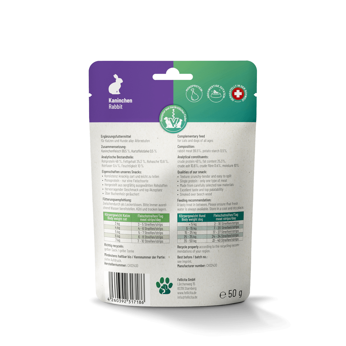 Fellicita Katze - Fellonis Fleischstreifen Kaninchen 50g