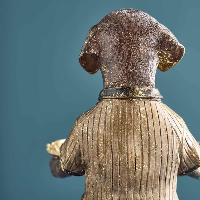 Werns - Kartenhalter Hund, Braun/Gold Polyresin, 14 x 15 x 28 cm