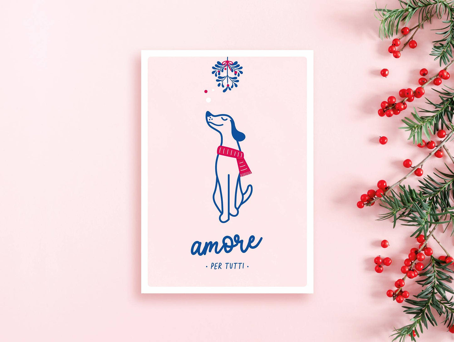 Tante Tia - Weihnachtskarte "Amore Per Tutti" / Hundekarte