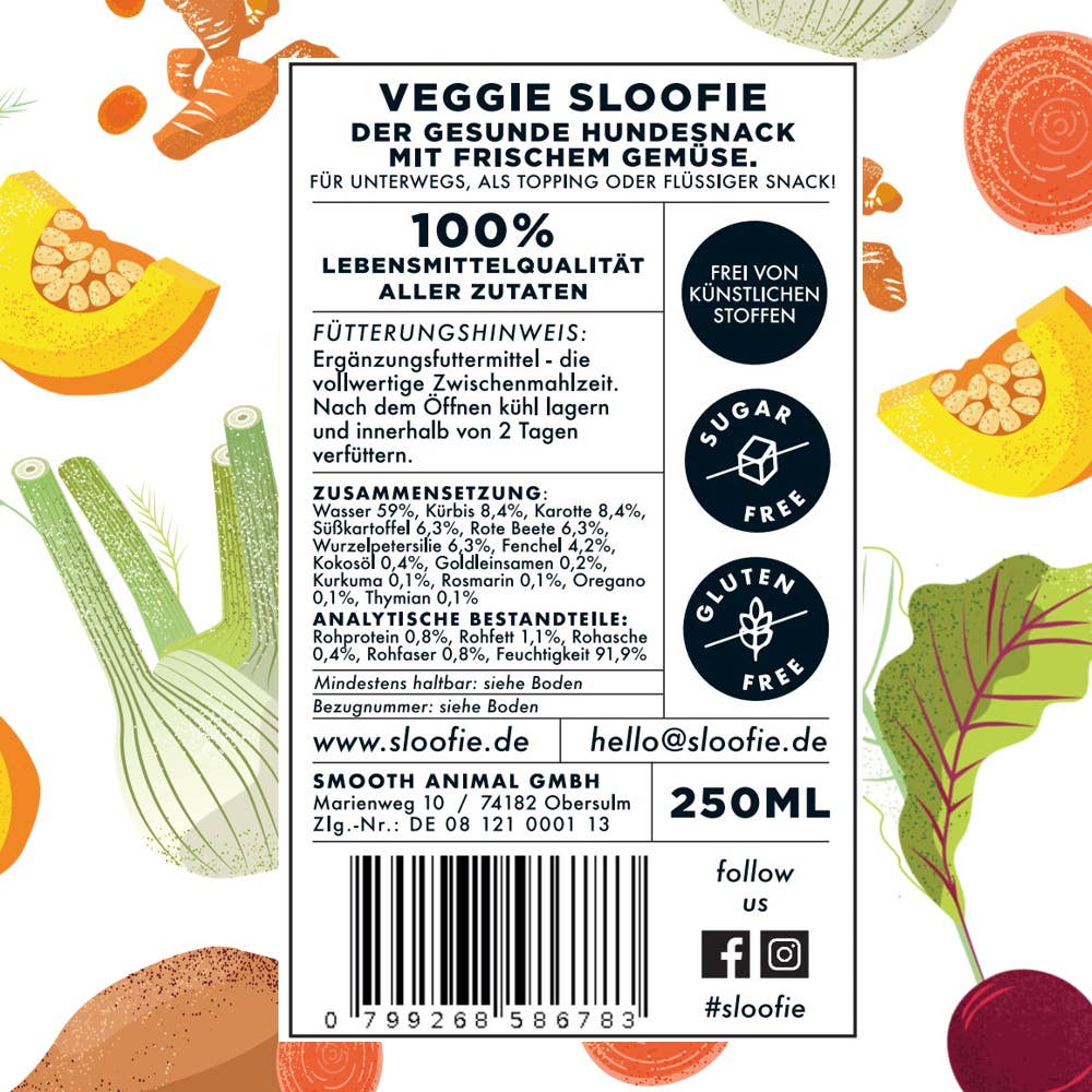 Sloofie - VEGGIE LOVER - Gemüse, Hundesmoothie, Topping, Snack