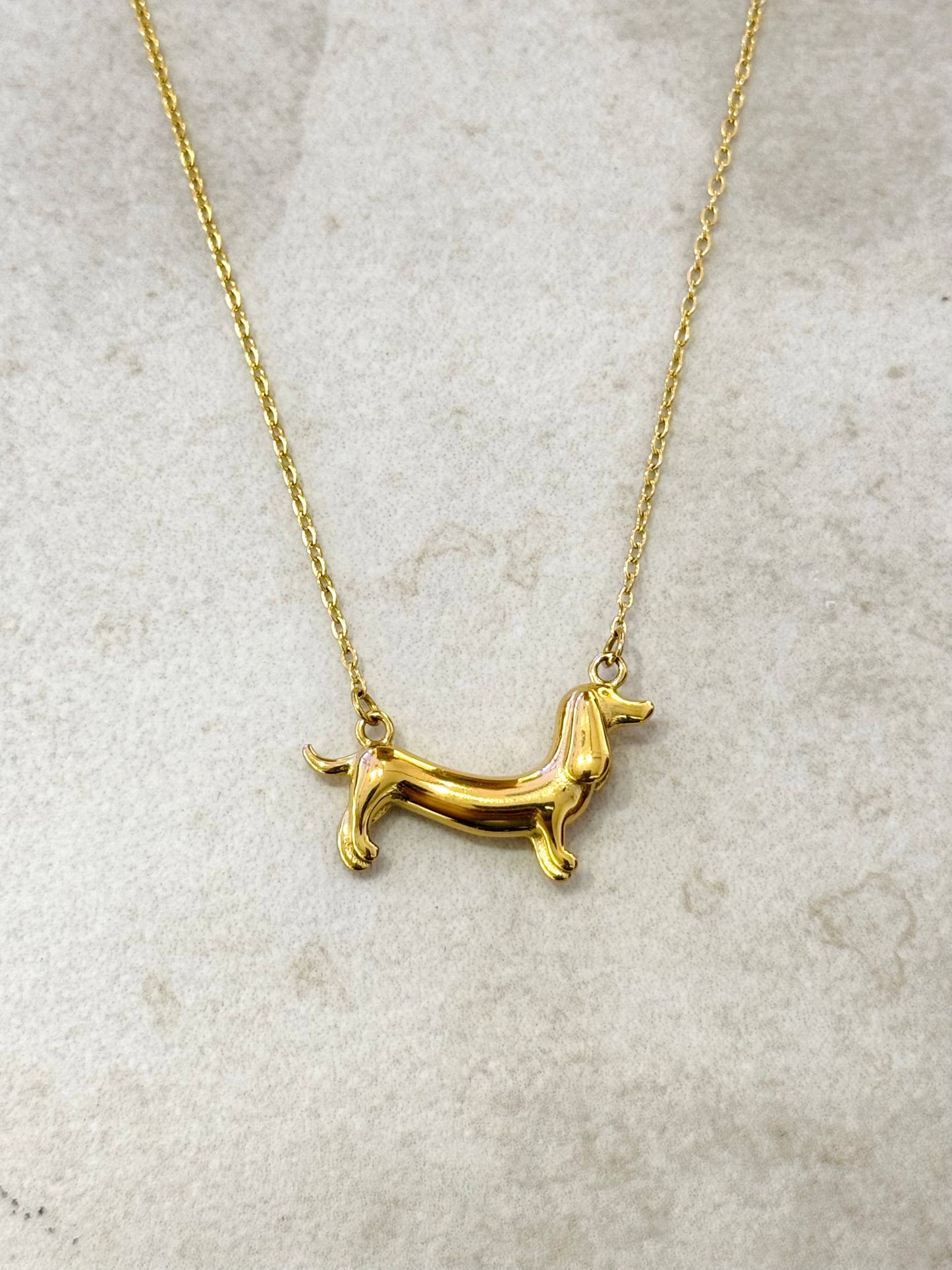 Cassette Barcelona - Dackel Edelstahl Halskette - gold