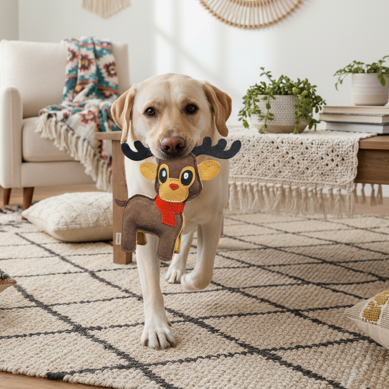 BUDDY - Hundespielzeug aus Leder zu Weihnachten "Rudolph"