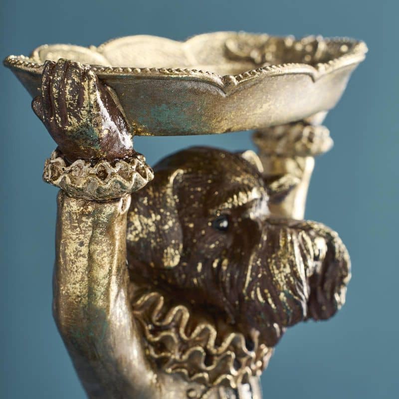 Werns - Kartenhalter Hund, Braun/Gold Polyresin, 15 x 10,5 x 31 cm