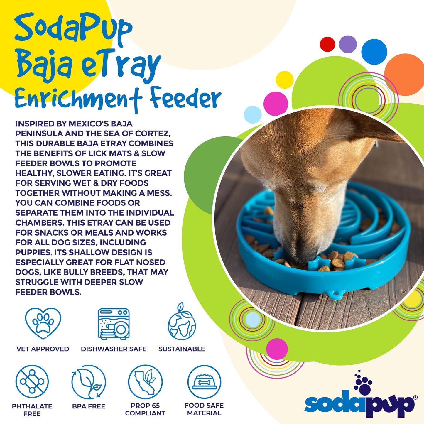 SodaPup - Baja Design eTray Flacher Slow Feeder - Napf für Hunde