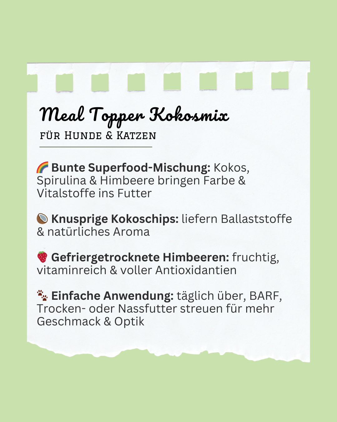 Pamico - Buntes Kokos Gewürz Meal Topper - Regenbogen Kokos Topping für Hunde & Katzen