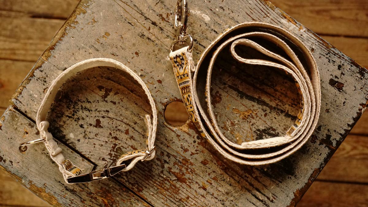 Hundsfutter - Ethnisch gestaltetes Halsband- und Leinen-Set
